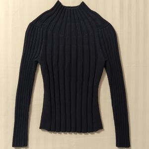 Banana Republic Navy Blue Ribbed Knit Sweater